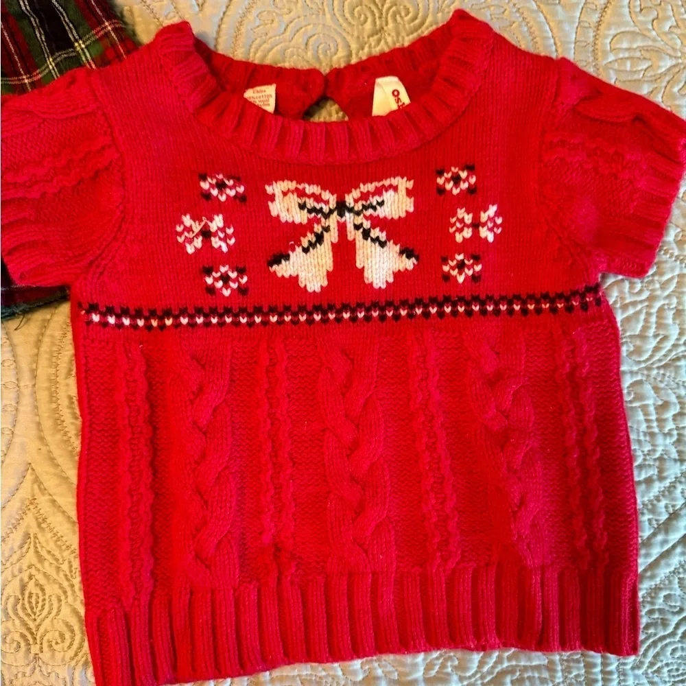 🎅 Oshkosh Holiday plaid skirt and red sweater size 2T